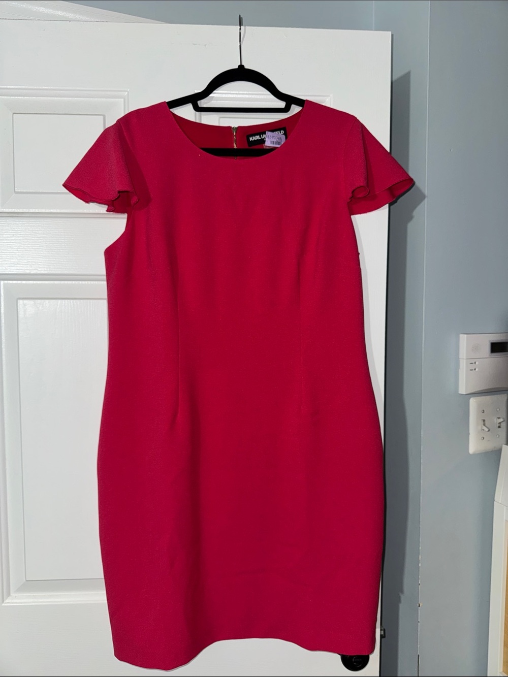 Karl Lagerfeld Bright Pink Flutter-Sleeve Dress